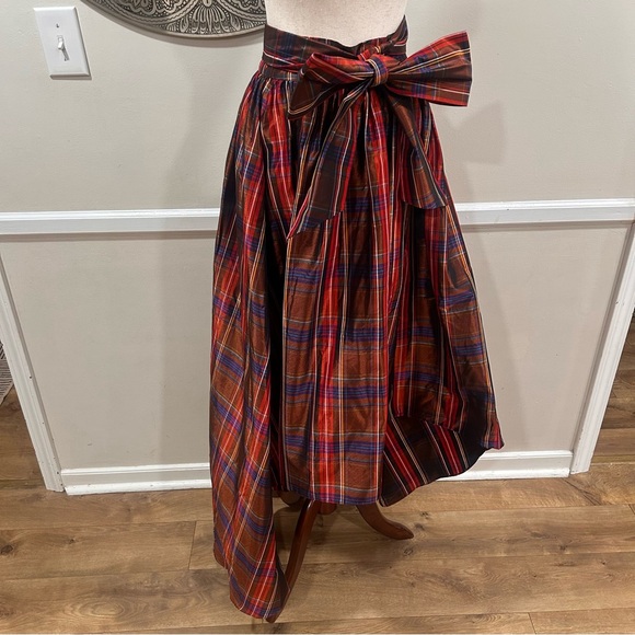 $498 Trina Turk Kalina skirt in red multi plaid - Picture 3 of 13